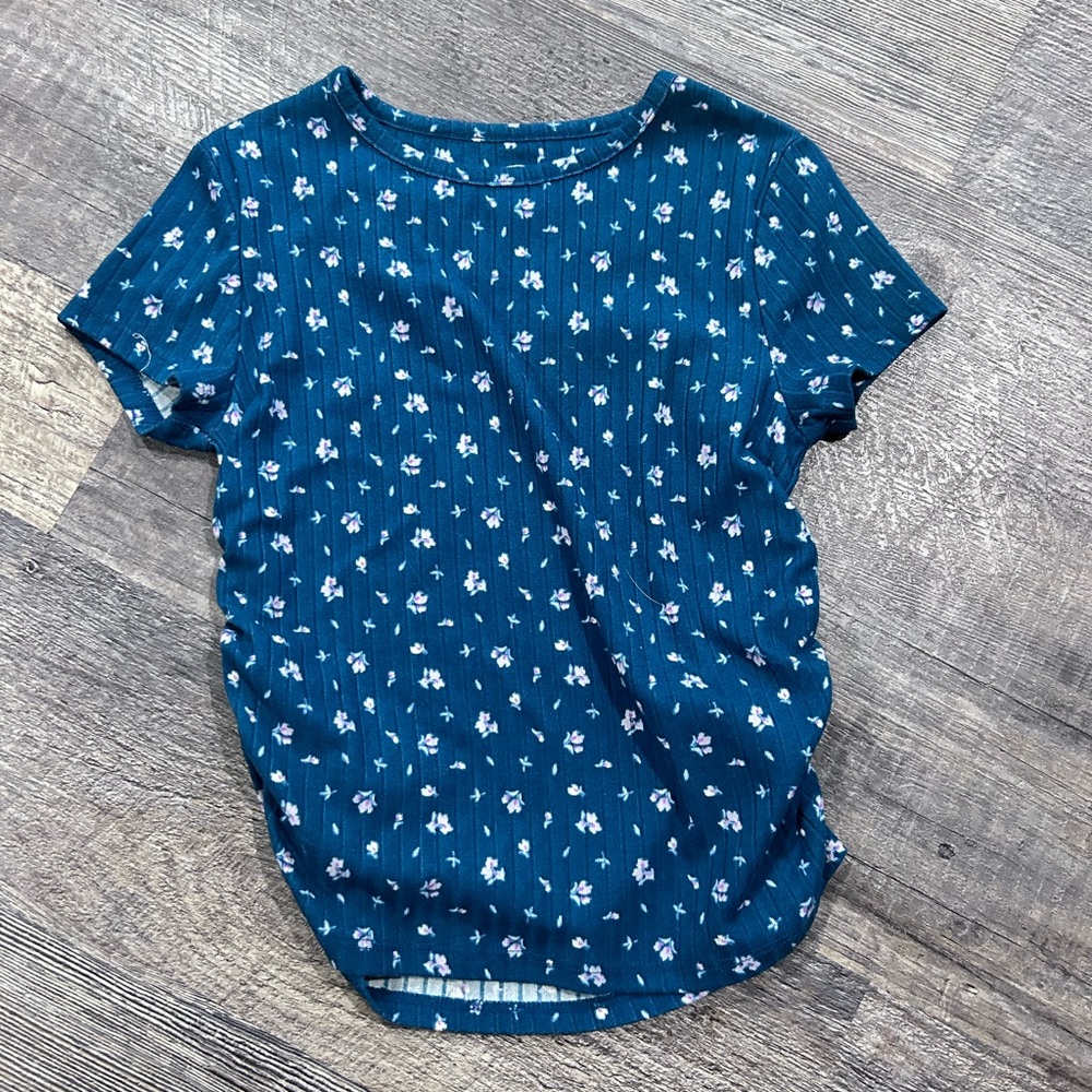 Wonder Nation Teal Floral Short Sleeve Tee